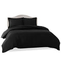 Clara Clark Duvet Cover Ultra Soft Double Brushed Microfiber - Comforter Cover with Button Closure and 2 Pillow Shams, Black, Full - 80"x90" - color: Black, size: Full