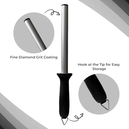 Hoof Knife Sharpener, Farrier Tool with Fine Diamond Grit Coated 8 Inch Honing Rod, Farrier Knife Sharpener for Sharpening Hoof Knives