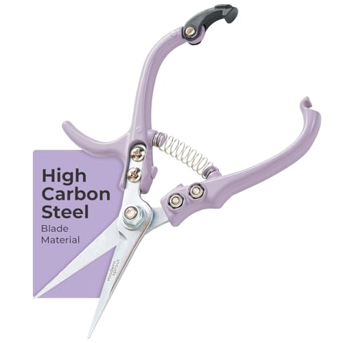 Modern Sprout Pruning Shears- Garden Snips - Herb Scissors- Lavender 1-Pack | Lightweight Gardening Tool - Durable Carbon Steel Blade W/Easy-Lock - Gardening Supplies - Flower Cutter - Reusable Holster - color: Lavender
