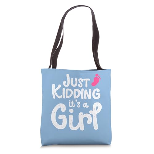 Just Kidding It's a Girl Pink Gender Reveal Party Supplies Tote Bag