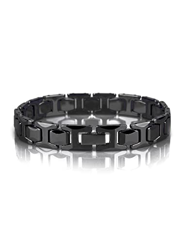 Urban Jewelry Mens Solid Tungsten Pyramid Finish Bracelet Bold Wrist Style | Pyramid Bracelet Solid Tungsten Chip Resistant Finish Everyday Wrist Piece Modern Bracelet Style Classic Chain Look - color: Black Link Pyramid Bracelet