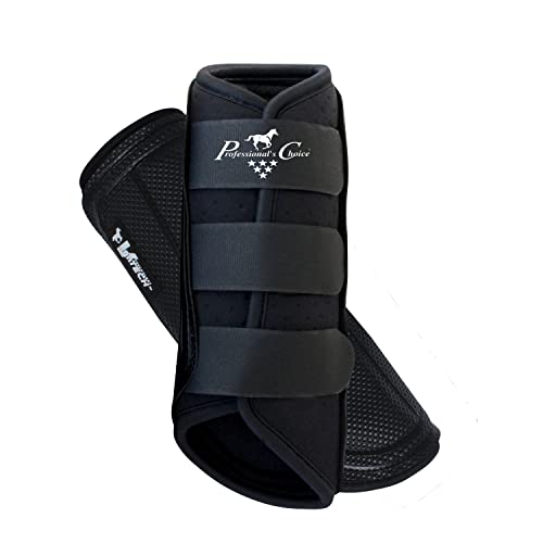 Professional's Choice Ventech Brushing Boots | All-Purpose Horse Boots | Hook & Loop Closure | Sold in Pairs - color: Black, size: Large