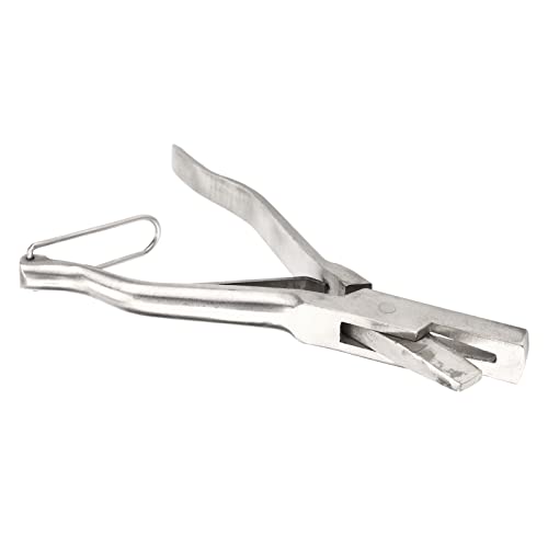Ear Tag Plier Stainless Steel, Pig Ear Tag Pliers, Ear Tag Plier, Ergoesnomic Veterinary Ear Notcher Tool for Cattle, Sheep, Goats Identification (V Shape)