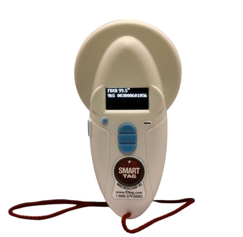 Multi-Frequency Microchip RFID Data Scanner/Temperature Reading by RealTrace for All ISO 134.2KHz & 125KHz, Read/Display/Program Up to 54 Characters (Phone #s,email & More), USB Rechargeable