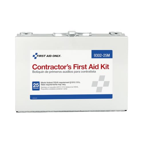 First Aid Only 9302-25M 25-Person Contractor's First Aid Kit for Home Renovation, Job Sites, and Construction Vehicles, 178 Pieces, White - style: Kit