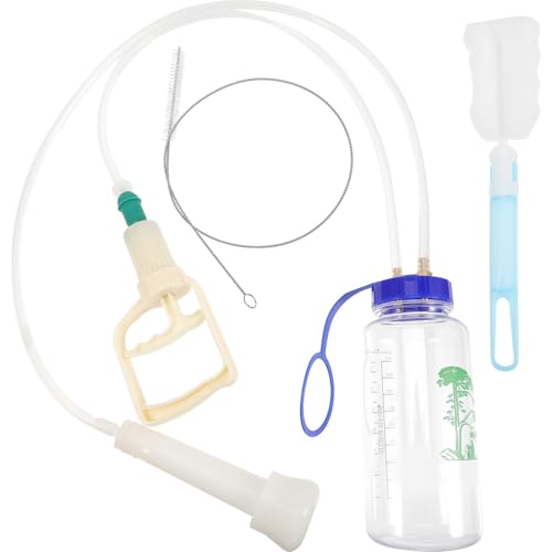 Yardwe Manual Milking Machine for Cows and Goats, Portable Hand Vacuum Pump Milking Kit with Single Teat Pump for Farm and Home Use, 1000ML