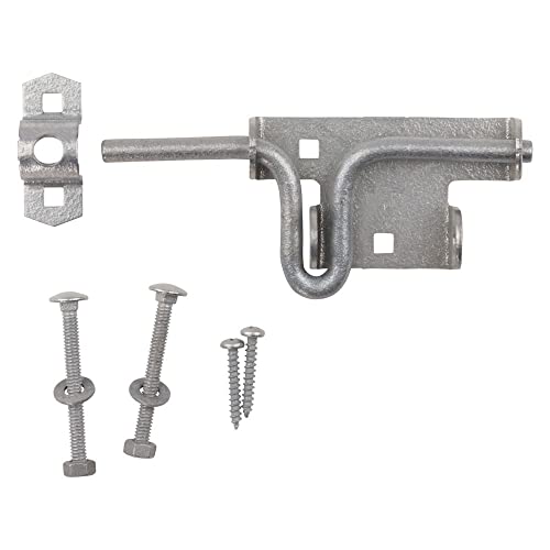 National Hardware N262-147 V1134 Sliding Bolt Door and Gate Latch in Galvanized,0 | Carriage Bolts and Screws Included; Padlockable Flush Mount for In-Swing or Out-Swing Doors and Gates
