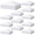VIVIDA 5" x 5" Vinyl Fence Post Caps 12 Pack, White PVC Fence Post Caps | Actual 5" x 5", Pyramid Vinyl Post Caps, Waterproof PVC Post Topper, For Vinyl Fence, Lamp, Deck, Mailbox - size: 5" x 5" (12 PCS)
