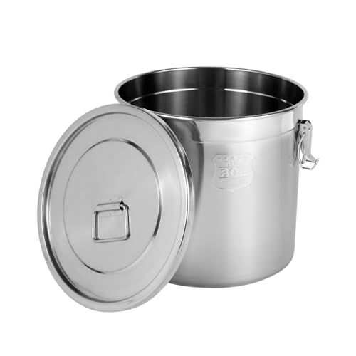 5.5Gal 304 Stainless Steel Airtight Canister with Lid and Locking Clamp, Rice Cereal Grain Canisters Container, Metal Rice Bucket for Kitchen,Dog Food, Bird Seed, Coffee, Cookies Storage(Silver-21L) - color: Silver-21L