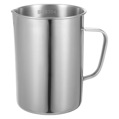 Veemoon Stainless Steel Measuring Cup with Scale 1000 Ml/32.00 Oz Laboratory Beaker Graduated Kitchen Cup for Liquid and Solid Ingredients Easy-Read Markings for Home Lab Science Experiments
