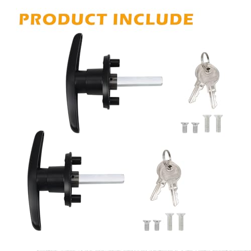 Truck Cap T-Handle Lock Set (Left & Right), Keyed Alike Black Replacement Kit for Camper Shell Topper, Complete Pair (Cam Locks Not Included) - style: Key Lock(Left & Right)