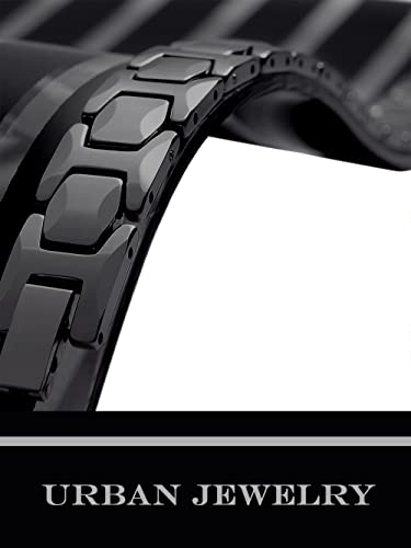 Urban Jewelry Mens Solid Tungsten Pyramid Finish Bracelet Bold Wrist Style | Pyramid Bracelet Solid Tungsten Chip Resistant Finish Everyday Wrist Piece Modern Bracelet Style Classic Chain Look - color: Black Link Pyramid Bracelet