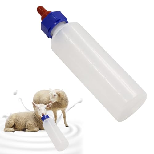 2PCS 500ml Calf Nursing Feeder Bottle with Rubber Nipple Milk Feeder Feeding Bottles,Farm Goat Calf Sheep Milk Feeder Livestock Tools (500ml 2pcs) - size: 1 Count (Pack of 2)