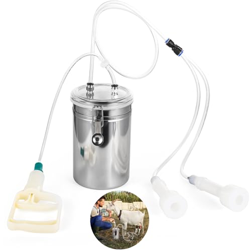 Manual Goat Milking Machine, 2L Effort-Saving Goat Milking Device, Sheep Milker Hand Pump,Milking Machine for Sheep Cows and Goats,Portable Milking Kit for Milk Plant Farm