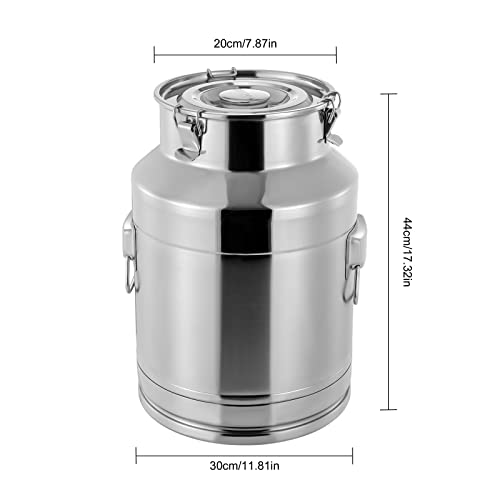 304 Stainless Steel Milk Can, 28 Liter Seamless Milk Jug Wine Pail Bucket 7.39 Gallon Anti-Leak Liquid Storage Container Milk Pail with Sealed Lid Heavy Duty for Milk and Wine (28L) - size: 28L