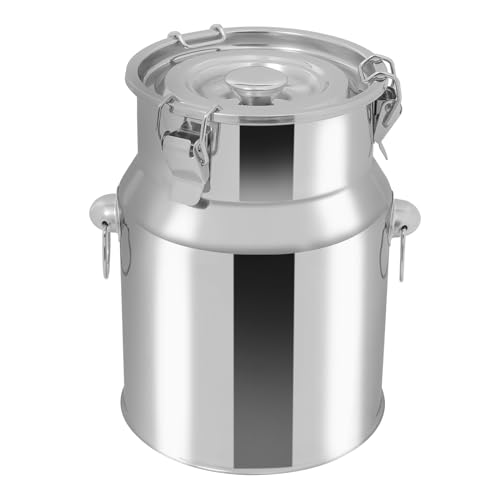 Milk Can, 5L/1.32Gallon Stainless Steel Milk Bucket Small Milk Jug Wine Pail Tote Pot Oil Liquid Storage Container with Sealed Lid, Keep Food Dry and Fresh for Kitchen Rice Cereal Grain - size: 5L/1.32Gallon