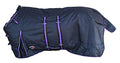 Challenger 1200D Turnout Waterproof Horse Heavy Winter Blanket w/Bellyband Purple 565B - color: Black/Purple Trim, size: 66 inches