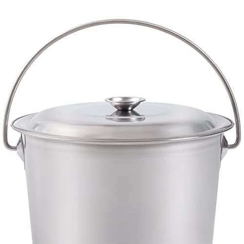 DYNAMI 3.7Gal Stainless Steel Bucket with Lid and Handle,Stainless Steel Multipurpose Bucket w/Raised Bottom,Round Metal Compost Bucket Water Pail Bucket Milk Pail Bucket Ice Bucket Lab Bucket - size: 14L/14.8Qt