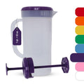 1 Quart Plastic Mixing Pitcher with Mixing Lid, BPA Free, Shatterproof Beverage Jug for Iced Tea, Lemonade, Juices, Milk – Leak-Proof, Easy Stirring, Dishwasher Safe | Purple - color: Purple, Mixing Pitcher w/ Opt. Lid
