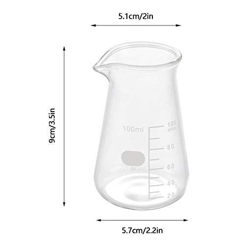 Joyzan Milk Frother Cup, Glass Espresso Steaming Pitcher Coffee Measuring | Small Frothing Creamer Mixing Pitcher Measurement Scales Heat Resistant 100ml Kitchen Restaurant Cappuccino Latte Triple Jug
