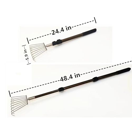 Stainless Steel Garden rake Multi-Functional Clam rake can be Used to Catch the sea Tide Hunting to Pick up Shells and dig Treasures, and Lengthen the Aluminum Alloy Handle.