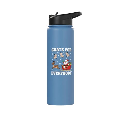 Goats For Everybody Christmas Kids Santa Reindeer Snowflake Stainless Steel Insulated Water Bottle - color: Light Blue