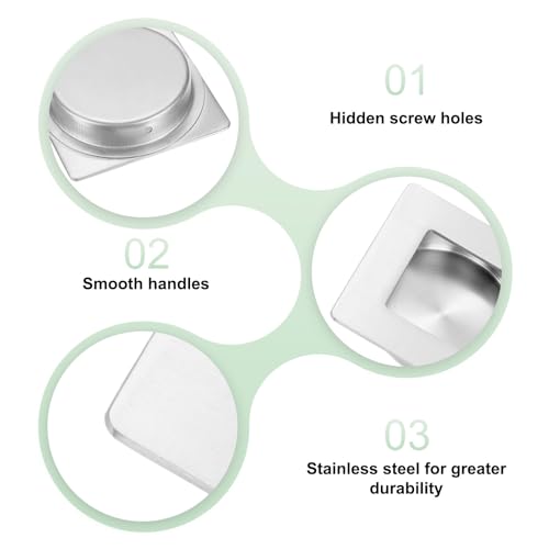 M METERXITY 2-Pack Recessed Finger Pulls, 2.75 Inch 304 Stainless Steel Sliding Closet Door Handles for Barn Door, Rectangular Flush Pulls Handles [Silver Tone] - color: Silver Tone