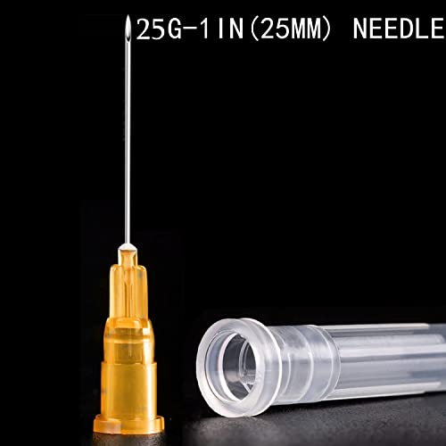 25 Pack 2.5ml/cc Plastic Luer Lock Syringa with 25Ga and Cap, Individually Sealed Wrapped, for Scientific Labs, Measuring Liquid, Refilling Cartridges or Glue Applicator - style: 25 Pack-2.5ml 25gauge
