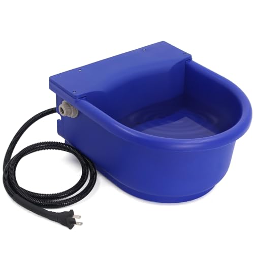 Automatic Heated Horse Waterer Bowl, 4L Large Capacity Farm Heated Water Bowl Constant Temperature Dispenser with Float Control for Pet Dog Goat Chicken and Other Animals,Outdoor Thermal-Bowl,Blue