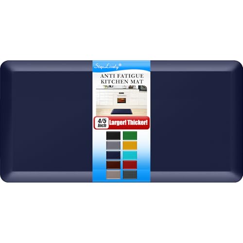 4/5 Inch Thick Kitchen Mat - Cushioned Anti Fatigue Mat for Kitchen Floor | Easy to Clean, Water Resistant, Non-Slip Thicker Rug, Standing Desk Mat for Sink, Office, Kitchen (20''x39'', Blue) - color: Blue, size: 39"L x 20"W x 0.8"Th
