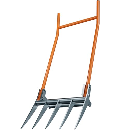 Broadfork Garden-Tool Heavy-Duty Broad Fork - 50cm Wide 5 Tines Digging Fork with Pedals, Robust Durable Garden Fork for Loosening Soil and Weed Removal