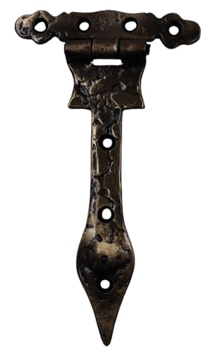 The Metal Magician Black T-Strap Hinges, Pack of 4 Heavy Duty Barn Door Hinges (6.2" x 3.5") for Wooden Fences Heavy Duty, Decorative, Farm Gate Hinge (Antique Brass) - color: 6inch T Hinge Antique Brass