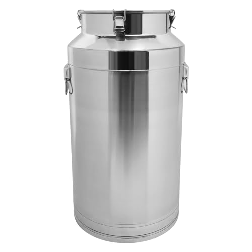 Stainless Steel Milk Bucket with Sealing Lid and Carry Handle,Thickened Stainless Steel Milk Can Large Liquid Container Storage Hold Solids Such as Rice, Beans, and Grains (88L/23.3Gal) - size: 88L/23.3Gal