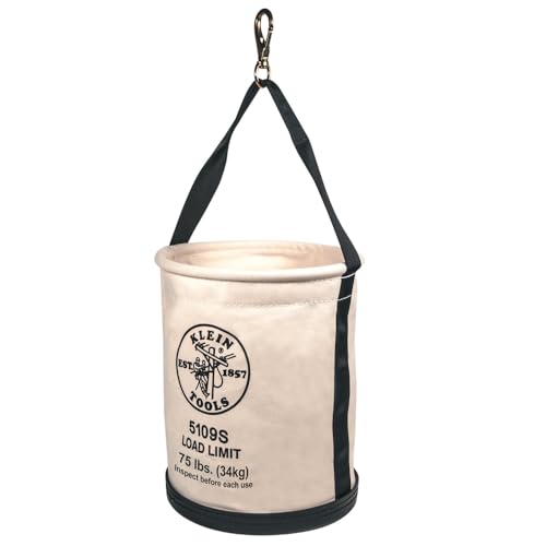 Klein Tools 5109S Canvas Bucket, Straight Wall Tool Bucket Swivel with Swivel Snap, 75-Pound Load Rated - style: Swivel Snap Hook