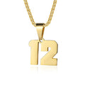 Number Necklaces Personalized Necklaces 18K Gold Plated Initial Number Pendant Stainless Steel Chain Sports Necklaces for Men Women - color: Gold, style: 12