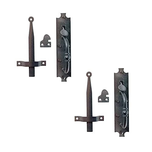 Renovators Supply Manufacturing Black Cast Iron Norfolk Door Latches Traditional Gate Or Door 8" Tall Thumb Latches Black Powder Coated Two Sided Gate Latch Locks with Mounting Hardware Pack of 2 - color: 8-inch Norfolk, size: Pack of 2