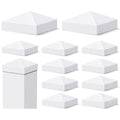 VIVIDA White Vinyl Post Caps 4" x 4", PVC Fence Post Caps, 12 Pack | Actual 4" x 4", Pyramid PVC Post Caps, Waterproof Deck Post Cover, For Vinyl Fence, Lamp, Deck, Mailbox - size: 4" x 4" (12 PCS)