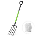 GARDENWORK Garden Fork,45-Inches Pitch Fork with Enhanced&Steel D-Handle | Heavy Duty Gardening Spading Fork with Ergonomic Fiberglass Handle and Metal Tine,45 Inch Spading Fork for Compost, Mulch