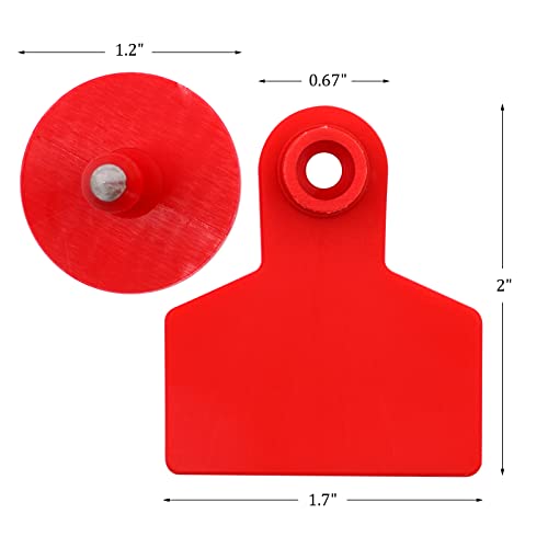 Blank Ear Tags 100 Pieces Livestock Ear Tags Blank Livestock Identification Cards for Cattle Cow Pig Goat Sheep Dog (red) - color: Red