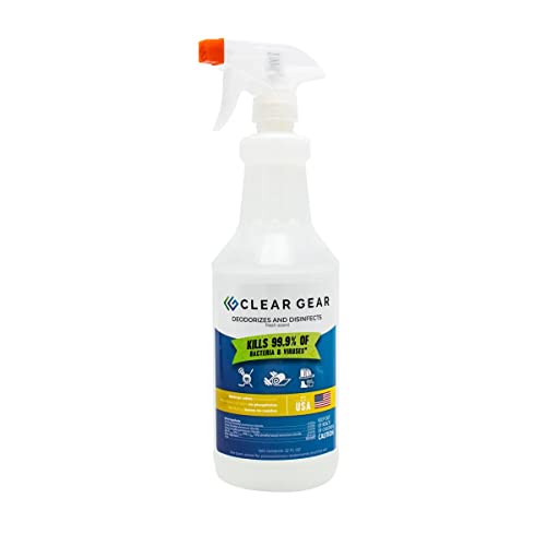 Clear Gear Disinfectant and Deodorizer For Sports Equipment, 32 Oz Bottle | Cleaner for Gyms and Fitness Centers, EPA-Registered, Hospital Grade, Mat Cleaner, Made in USA - size: 32 Fl Oz (Pack of 1)