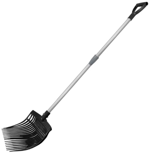 Country Pride Original Farm Fork, Durable Polycarbonate 16-Tine Barn Fork, Telescopic Aluminum Handle 2.5-3.7 ft, Lightweight UV-Stabilized, Heavy-Duty Stall and Hay Tool (Black) - color: Black