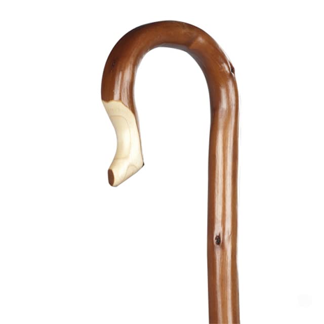 Premier 1 Sweet Chestnut Shepherd's Crook for Sheep & Goats, 54" | Made in Germany. Lacquered, brass tip, sculpted neck. Popular for dog trials. Neck opening 3.5". Lighter than oak or hickory.