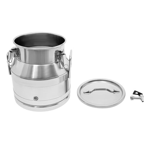 Stainless Steel Milk Can, 20 Liter Seamless Milk Jug Wine Pail Bucket with Spigot 5.28 Gallon Anti-Leak Liquid Storage Container Milk Pail with Sealed Lid Heavy Duty (20L with Spigot) - size: 20L with Spigot
