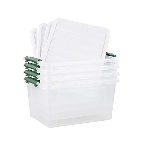 Gloreen 35 Quart Clear Storage Bins with Lid, Multipurpose Boxes Set of 4 | Stackable Plastic Latches Storage Containers - size: 35 Quart, 4 Packs