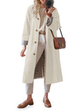 Tankaneo Womens Long Oversized Single Breasted Windproof Trench Coat | Plaid Lining, Lightweight, Trendy，Button down, Fall fashion,Outerwear - color: Apricot, size: X-Large