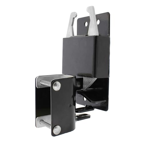 2-Way Lockable Gate Latch, Heavy Duty Automatic Slam Latch for 1.62" to 2" Round Tube Metal Gates, Double Direction Fence Gate Hardware for Livestock Cattle Pasture, Black