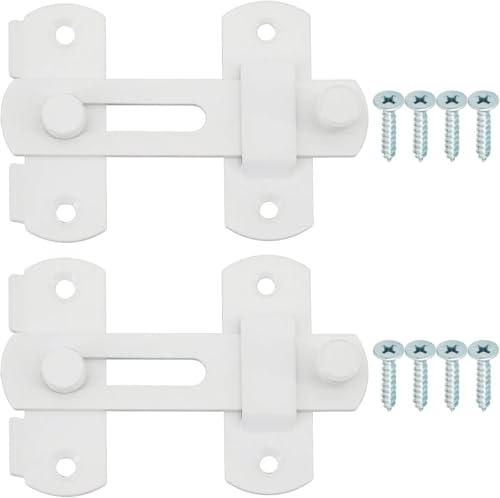 Alise 2pcs 4 Inch White SUS304 Stainless Steel Gate Latches for Barn Door | Heavy Duty Gate Hardware ,Security Flip Latch,Anti-theft Latch,Safety Door Lock for Barn Wood Fence Sliding French Doors - color: White, size: 4 inch-2p