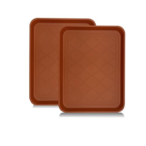PetLike Boot Trays for Entryway Indoor, Pet Food Mat Trays, 16.7 x 12.8 inch 2 Packs, Waterproof Rubber Shoe Tray for Indoor and Outdoor, Multi-Purpose Tray for Boots, Shoes, Pets, Garden - color: Terracotta, size: 16.7x12.8 INCH