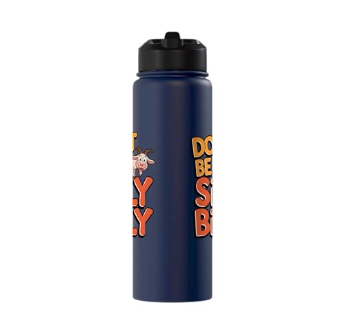 Funny Goat Kid Sheep Lamb Animal Joke Stainless Steel Insulated Water Bottle - color: Navy Blue
