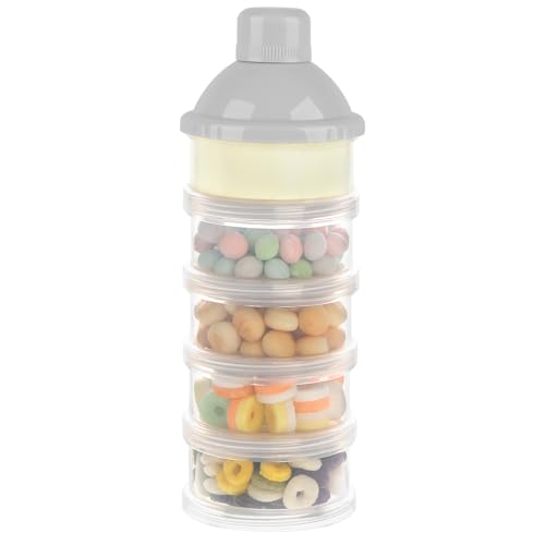 Accmor Formula Dispenser On The Go, 5 Compartments Stackable Formula Container for Travel, Baby Milk Powder Kids Snack Container, BPA Free - color: Grey-3pc